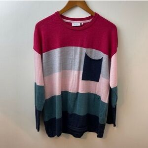 Foil Colorblock Merino Pullover Sweater Womens XL Long Sleeve Crewneck Cozy Knit
